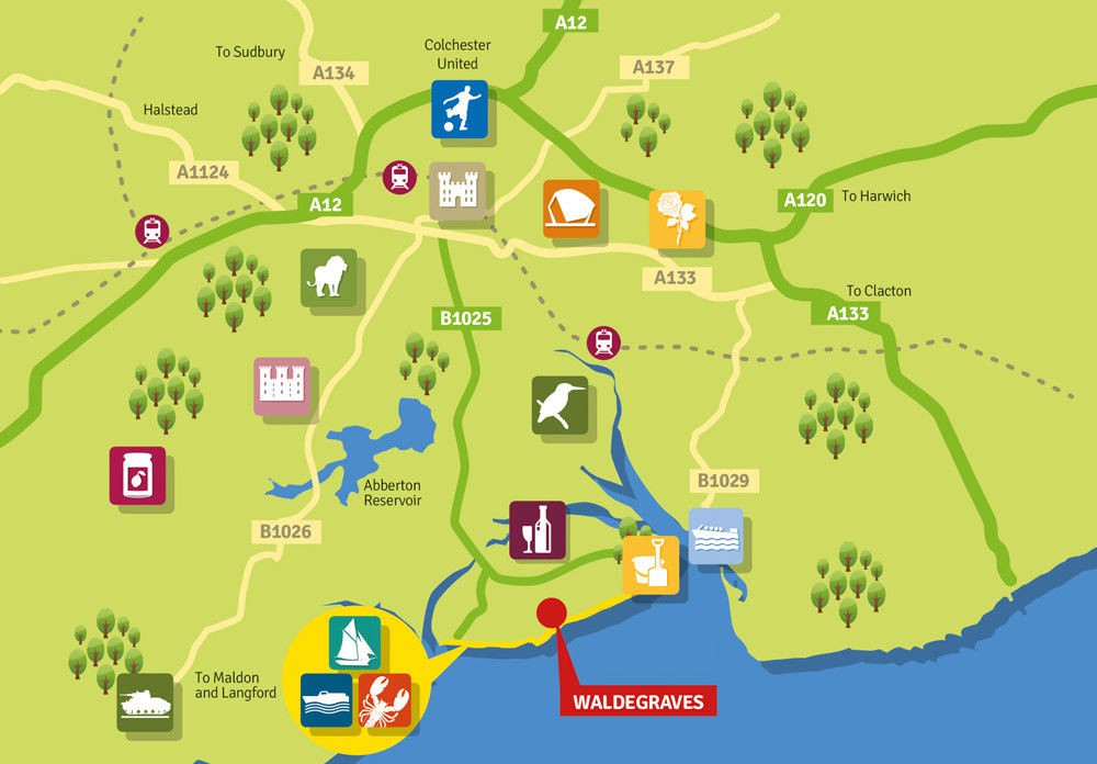 Map of Essex attractions and Colchester